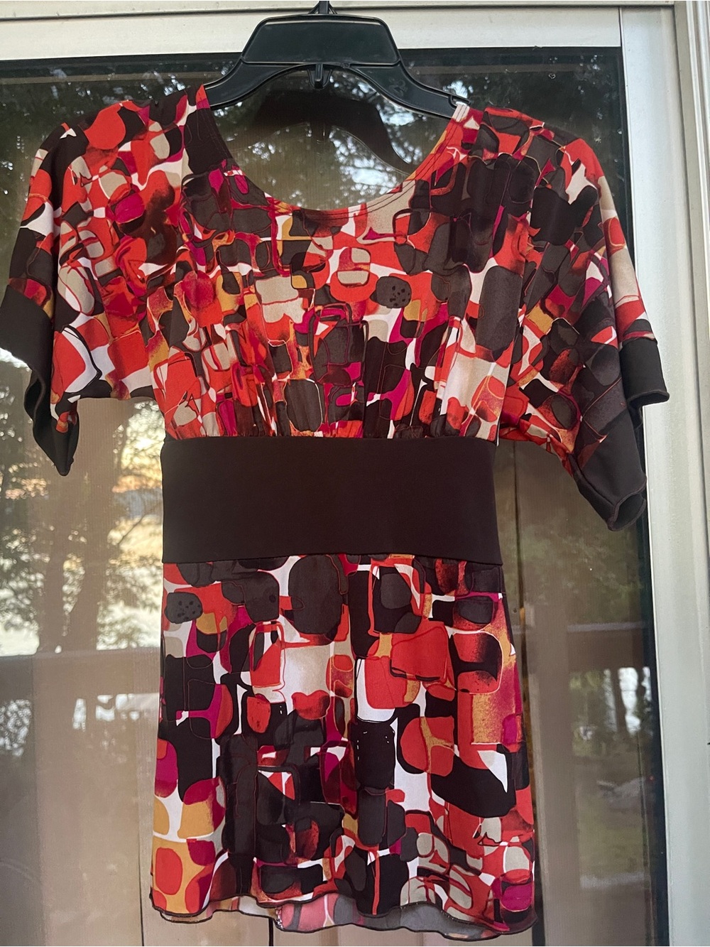Multicolor Abstract Print Empire-Waist Women's Top - Vintage 2004-2005